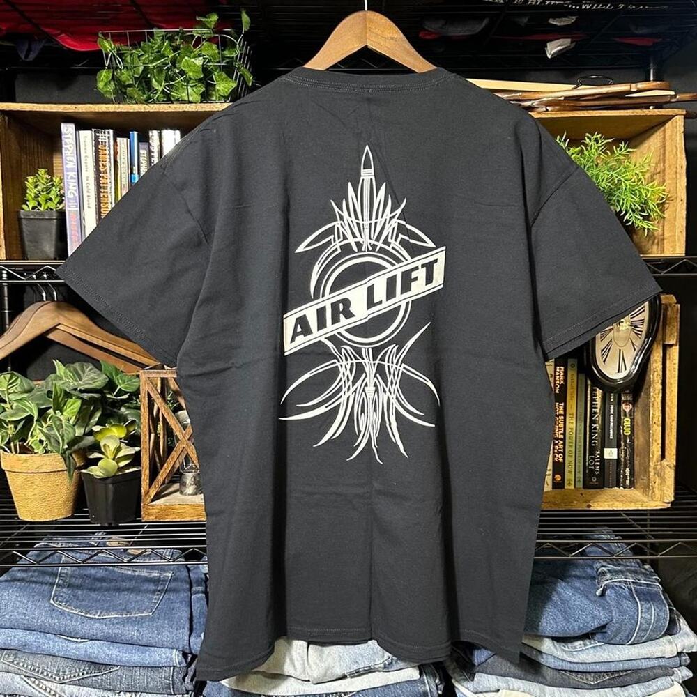 Air Lift Black Car Show Skater Style Tee Mens XL Rocket Ship Space Shirt